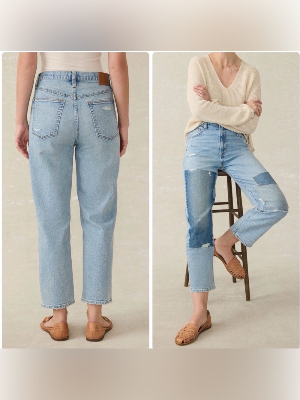 Faherty 90s Crop Patchwork Jean Blue Denim Womens Size 29 jeans